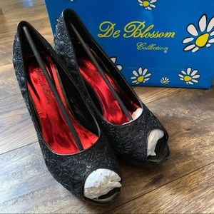 De Blossom Collection | Black Lace High Heels